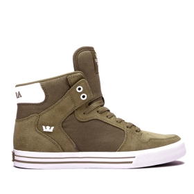 Mens Supra High Top Shoes VAIDER Olive/white | AU-21757